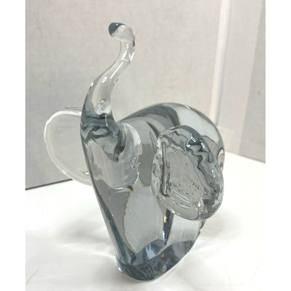 Vintage Glass Elephant Figurine Good Luck Trunk Up~Hand Blown Glass Paper Weight - Picture 4 of 8